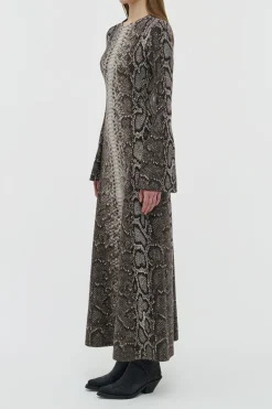 Aalia Knit Maxi Dress in Greyscale Cashmere Silk