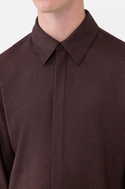 Abbe Shirt in Burnt Sienna Wool Cashmere Flannel