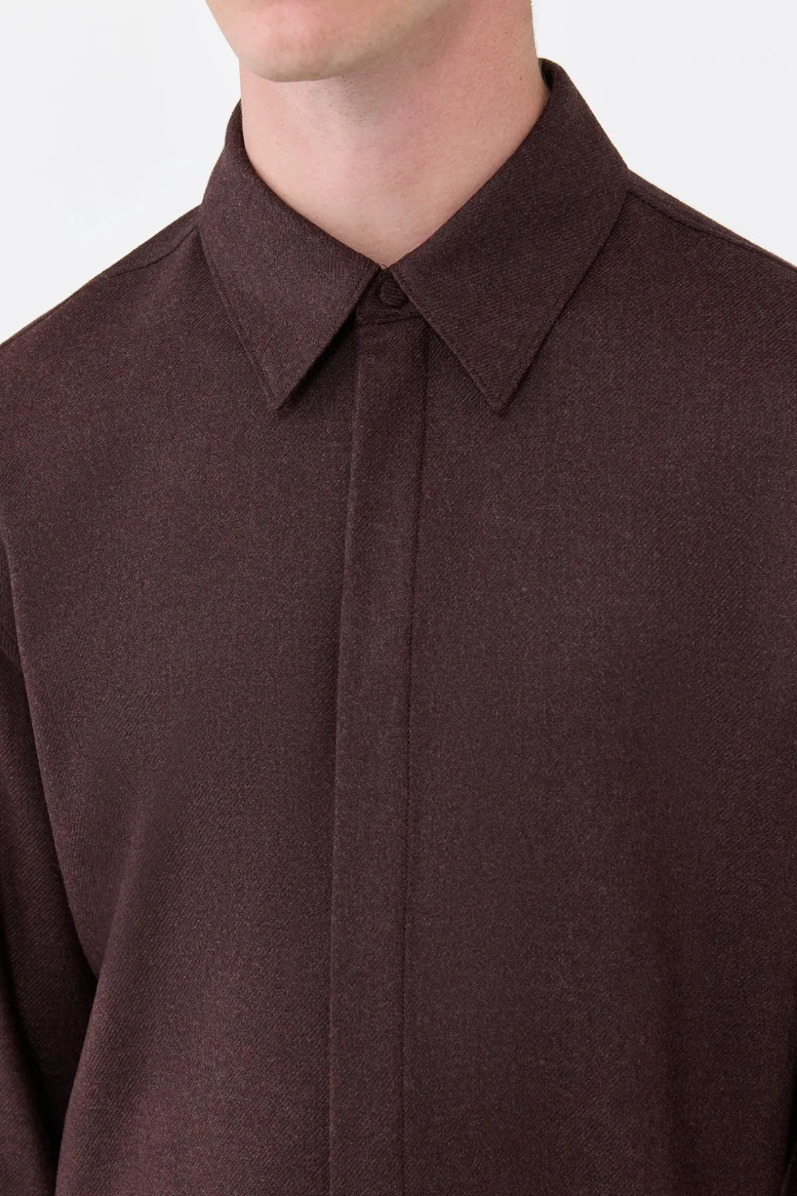 Abbe Shirt in Burnt Sienna Wool Cashmere Flannel