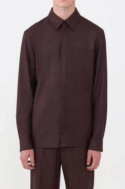 Abbe Shirt in Burnt Sienna Wool Cashmere Flannel
