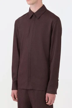 Abbe Shirt in Burnt Sienna Wool Cashmere Flannel