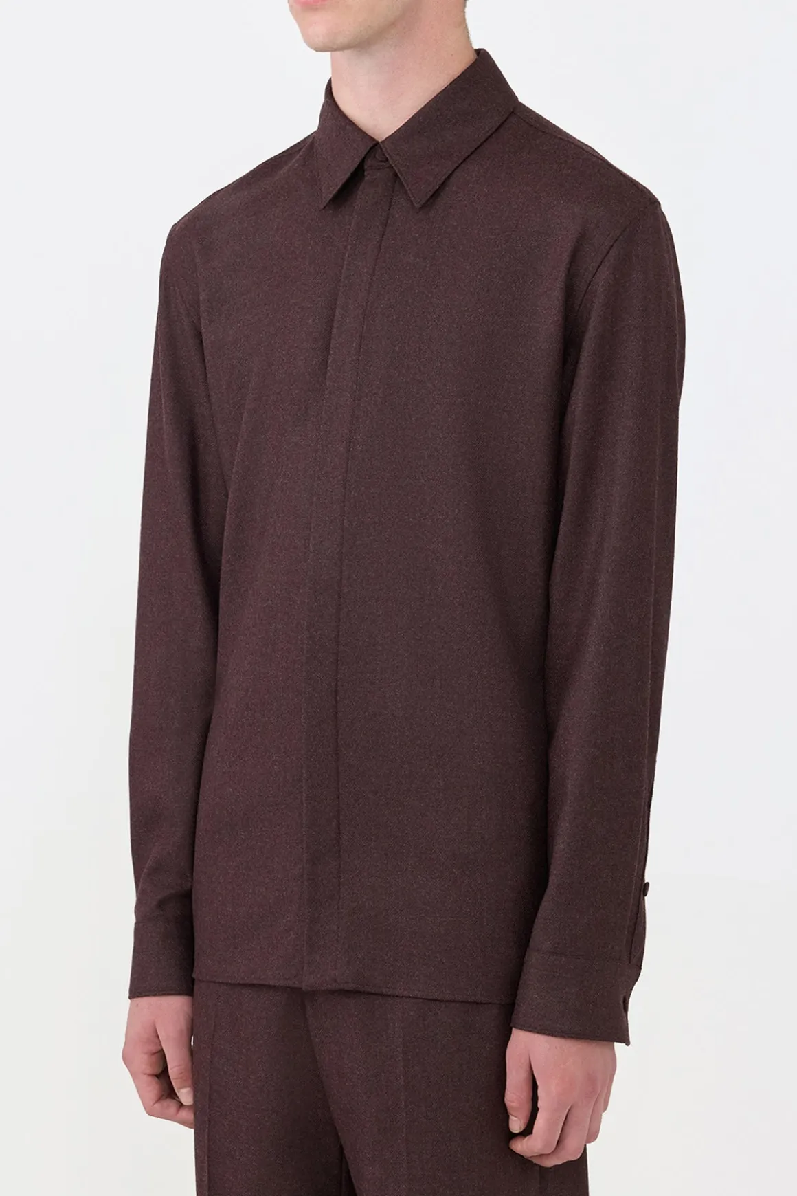 Abbe Shirt in Burnt Sienna Wool Cashmere Flannel