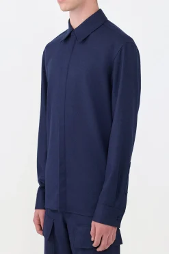 Abbe Shirt in Navy Wool Cashmere Flannel
