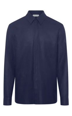 Abbe Shirt in Navy Wool Cashmere Flannel