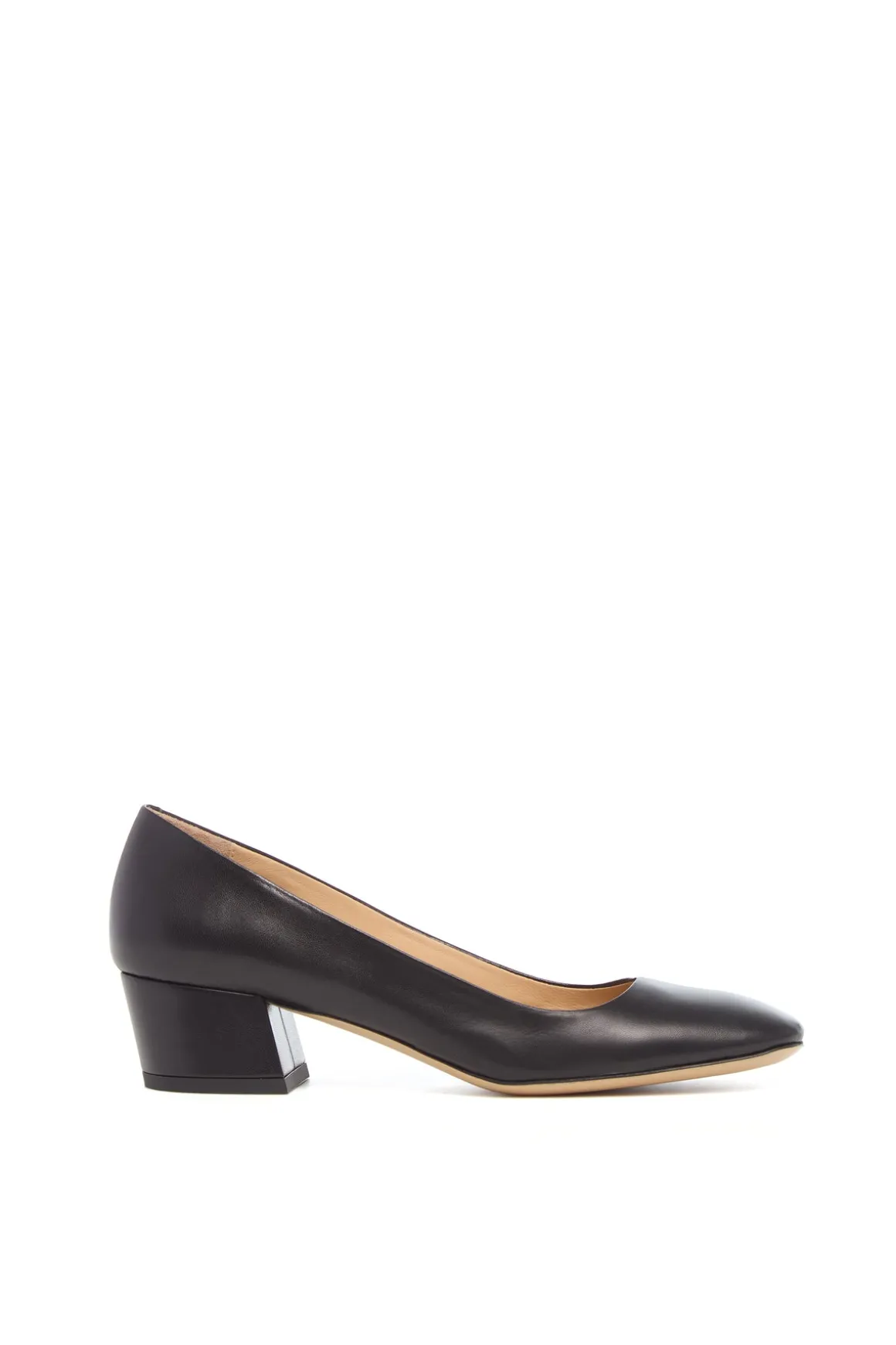 Agathe Low Heel Pump in Black Leather