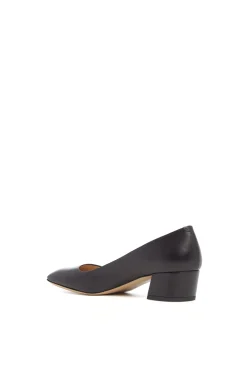 Agathe Low Heel Pump in Black Leather