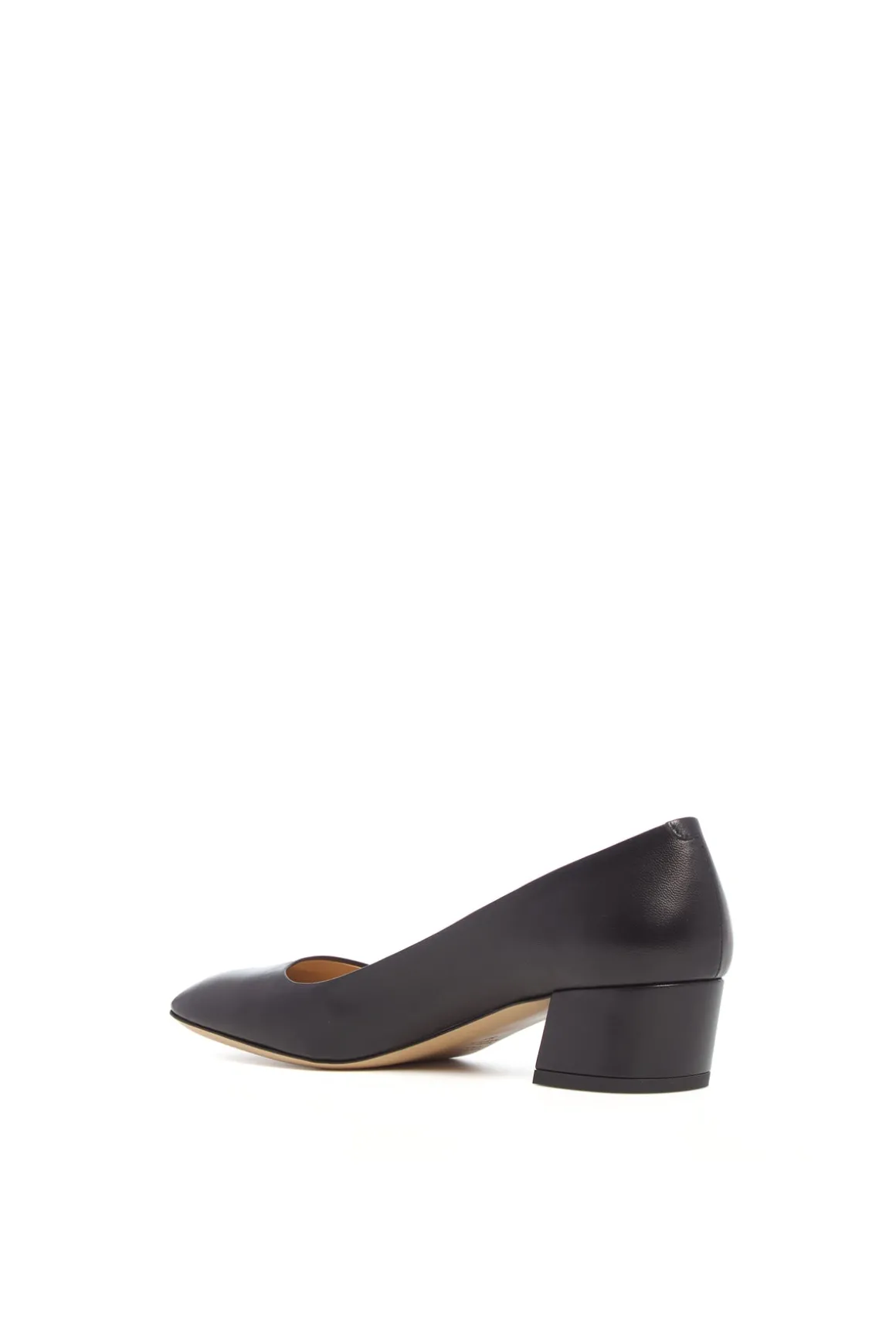 Agathe Low Heel Pump in Black Leather