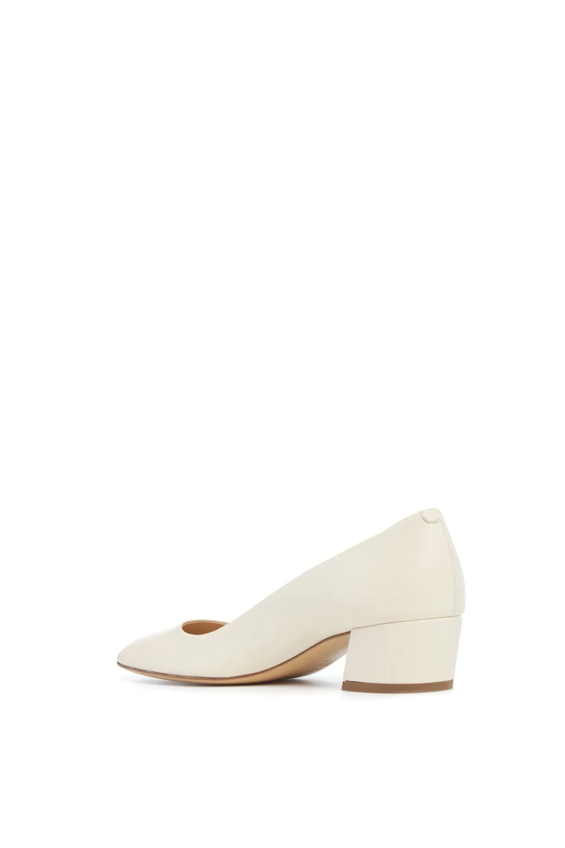 Agathe Low Heel Pump in Ivory Leather