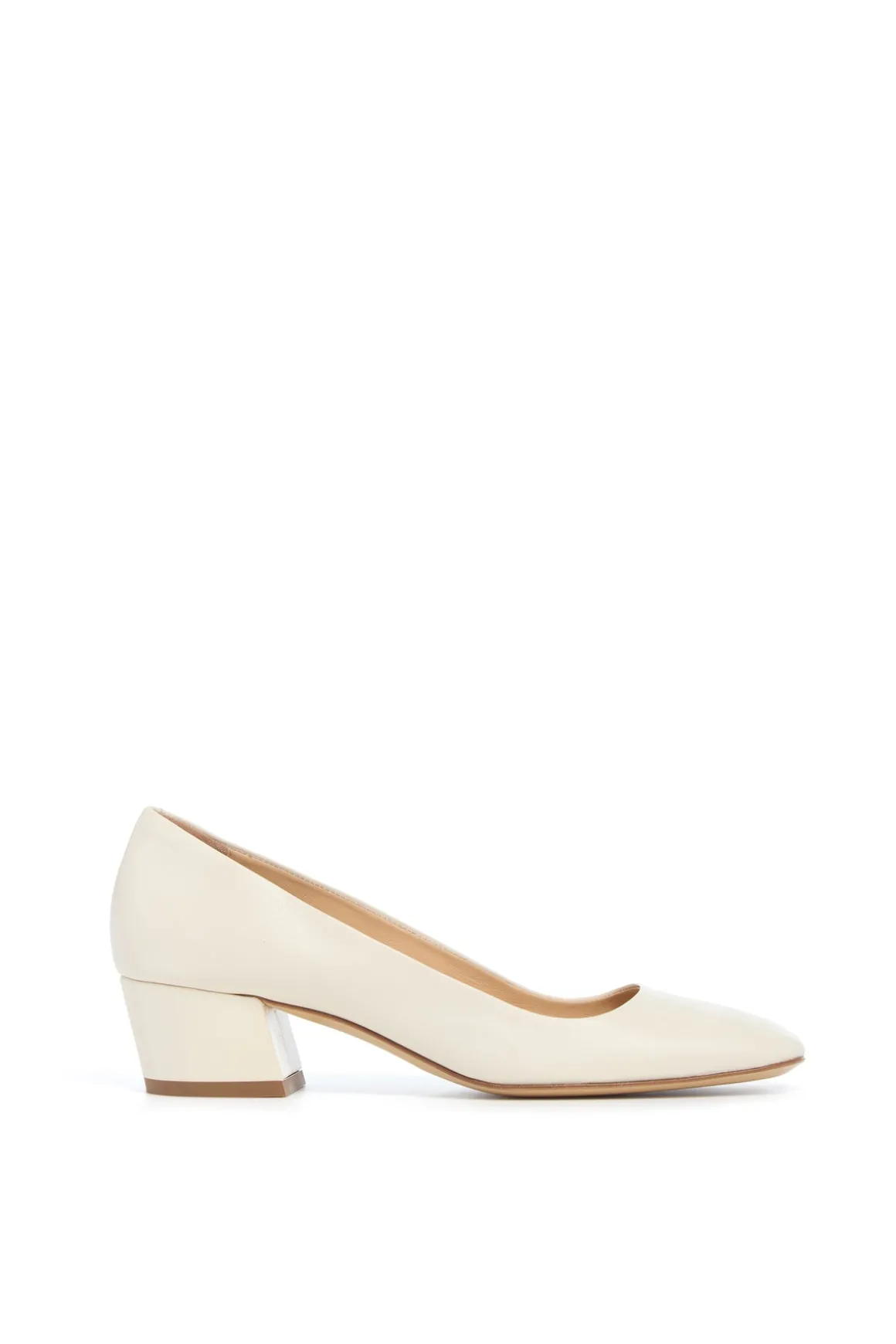 Agathe Low Heel Pump in Ivory Leather