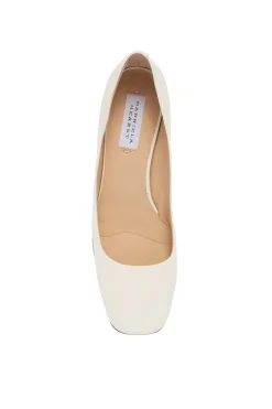 Agathe Low Heel Pump in Ivory Leather