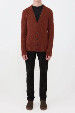 Ailis Knit Cardigan in Burnt Sienna Multi Speckled Aran Cashmere