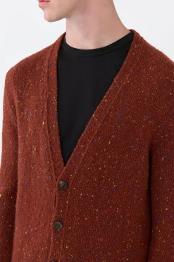 Ailis Knit Cardigan in Burnt Sienna Multi Speckled Aran Cashmere