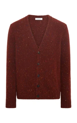 Ailis Knit Cardigan in Burnt Sienna Multi Speckled Aran Cashmere