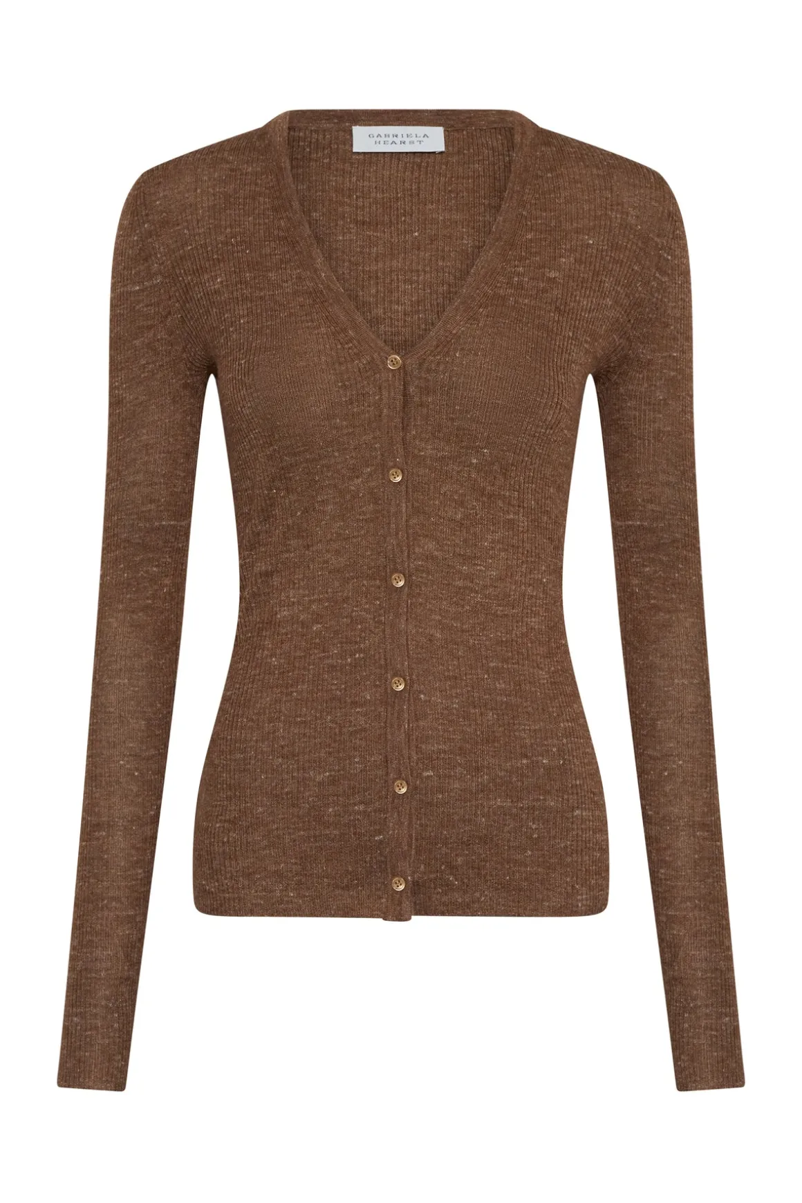 Aiste Knit Cardigan in Chestnut Cashmere Silk with Hemp