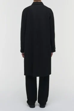 Alain Reversible Trench Coat in Black Cotton Twill & Electric Navy Virgin Wool