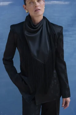 Aleah Blazer in Black Embroidered Silk