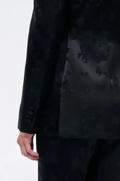 Aleah Blazer in Black Embroidered Silk