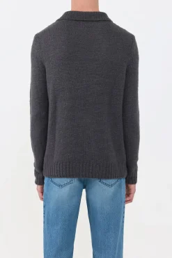 Aled Knit Polo in Charcoal Cashmere