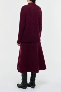 Alfie Knit Sweater in Bordeaux Speckled Aran Cashmere