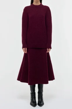 Alfie Knit Sweater in Bordeaux Speckled Aran Cashmere