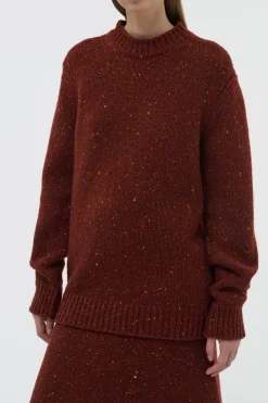 Alfie Knit Sweater in Burnt Sienna Multi Speckle Aran Cashmere