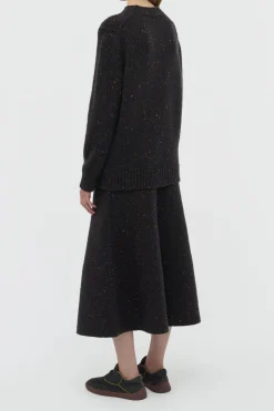 Alfie Knit Sweater in Charcoal Multi Speckled Aran Cashmere
