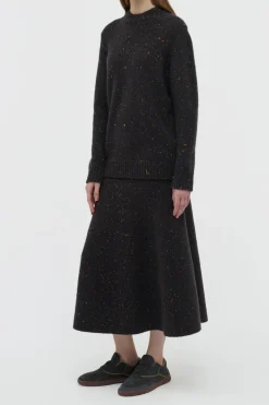 Alfie Knit Sweater in Charcoal Multi Speckled Aran Cashmere