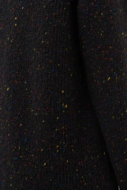 Alfie Knit Sweater in Charcoal Multi Speckled Aran Cashmere