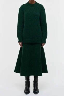 Alfie Knit Sweater in English Green Speckled Aran Cashmere