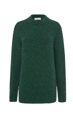 Alfie Knit Sweater in English Green Speckled Aran Cashmere