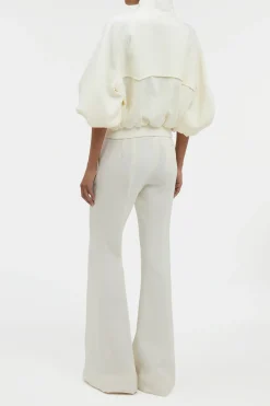 Aluin Jacket in Ivory Virgin Wool Crepe