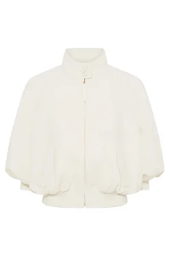 Aluin Jacket in Ivory Virgin Wool Crepe
