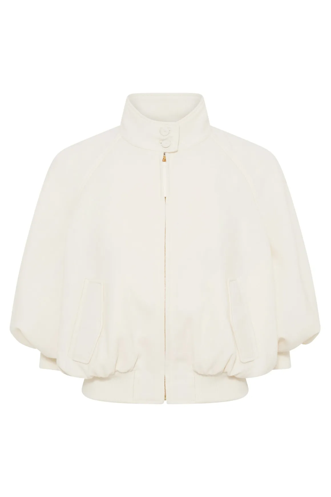 Aluin Jacket in Ivory Virgin Wool Crepe