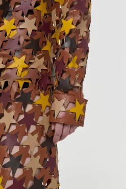 Aluma Patchwork Stars Shirt in Mutli Nappa Leather