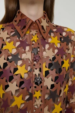 Aluma Patchwork Stars Shirt in Mutli Nappa Leather