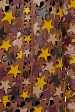 Aluma Patchwork Stars Shirt in Mutli Nappa Leather