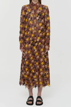 Aluma Patchwork Stars Shirt in Mutli Nappa Leather