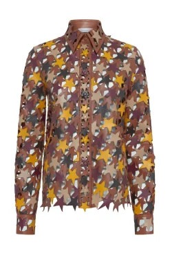 Aluma Patchwork Stars Shirt in Mutli Nappa Leather