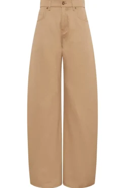 Amoret Barrel-leg Jean in Camel Sea Island Cotton Twill