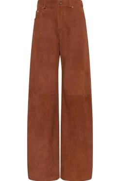 Amoret Barrel-leg Jean in Cognac Suede