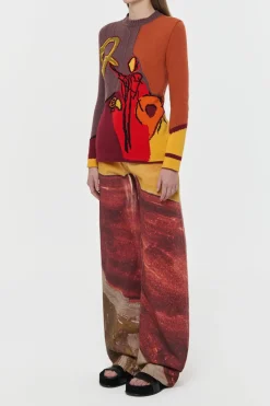 Amoret Barrel-leg Jean in Fire Multi Recycled Cotton Denim