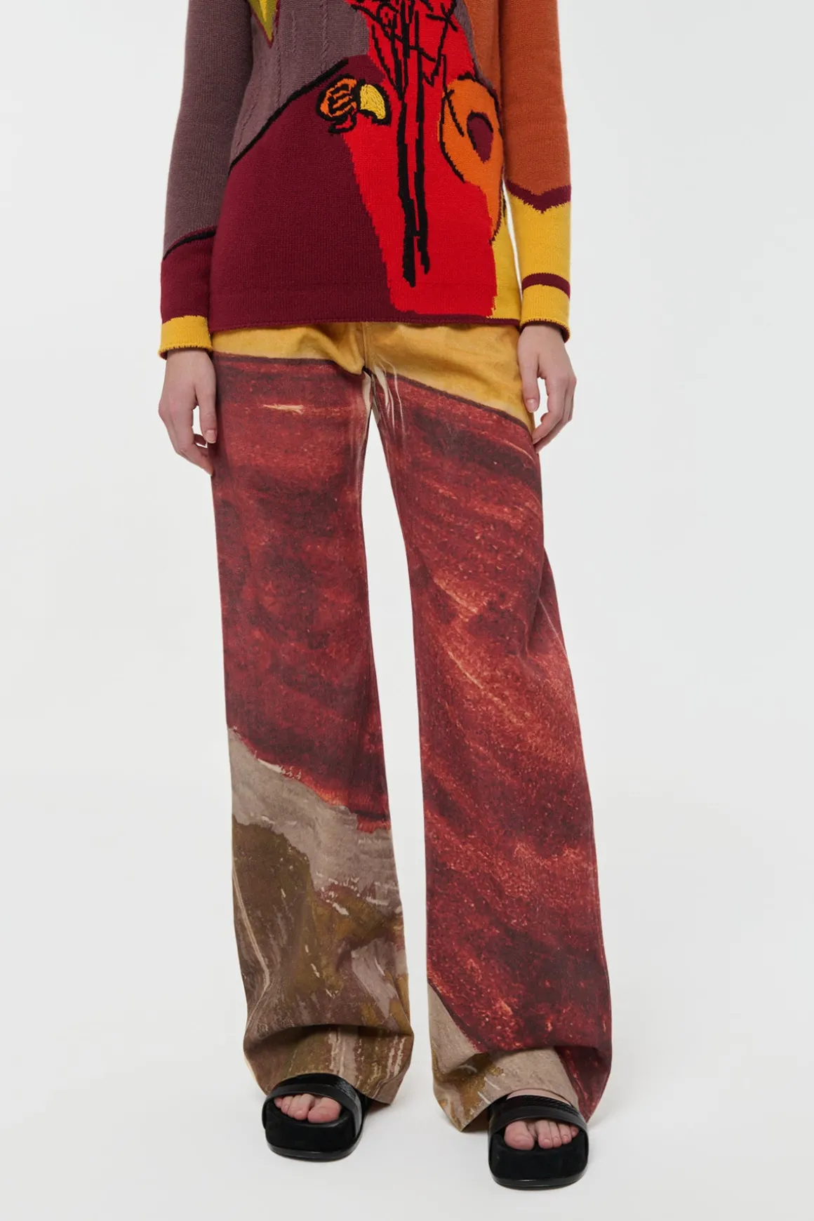 Amoret Barrel-leg Jean in Fire Multi Recycled Cotton Denim