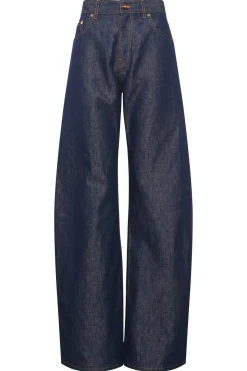 Amoret Barrel-leg Jean in Indigo Blue Recycled Cotton Linen Denim