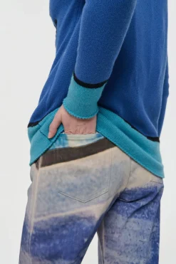 Amoret Barrel-leg Jean in Water Multi Recycled Cotton Denim