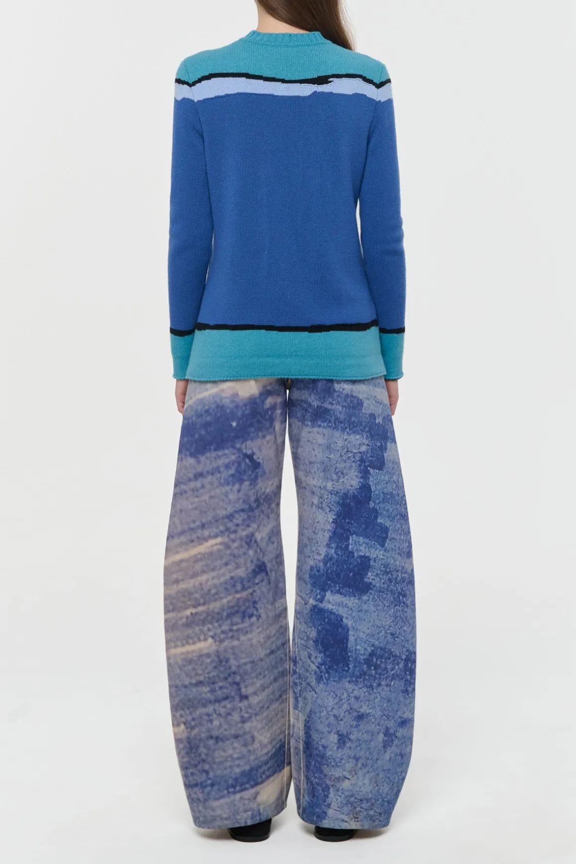 Amoret Barrel-leg Jean in Water Multi Recycled Cotton Denim