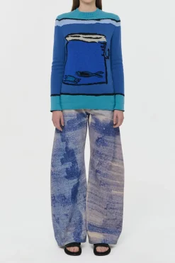 Amoret Barrel-leg Jean in Water Multi Recycled Cotton Denim