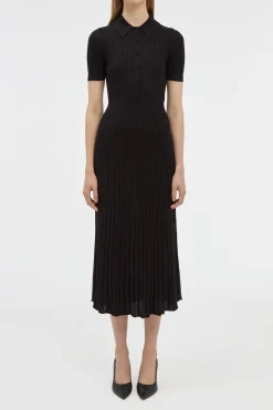 Amor Knit Midi Dress in Black Cashmere Silk