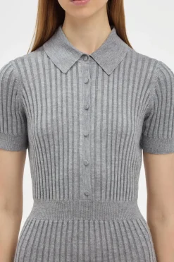 Amor Knit Midi Dress in Heather Grey Cashmere Silk