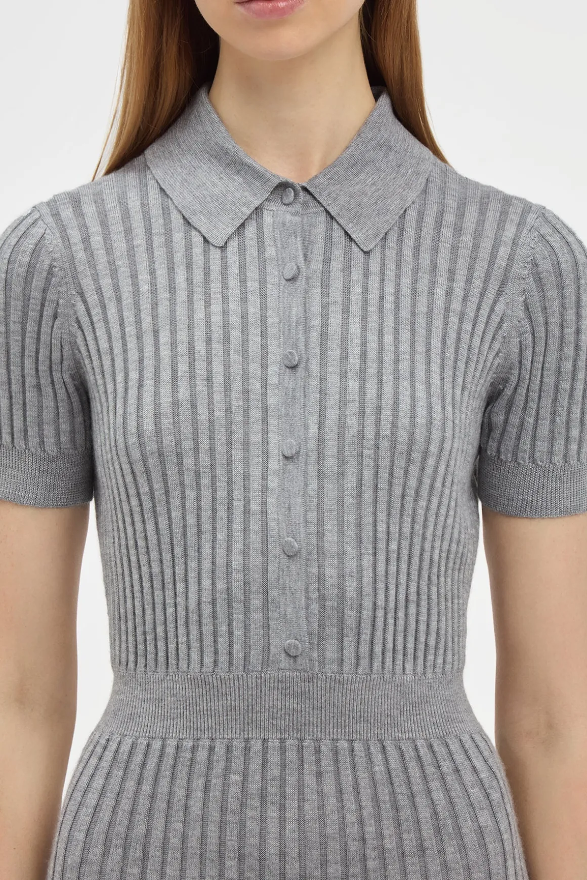Amor Knit Midi Dress in Heather Grey Cashmere Silk