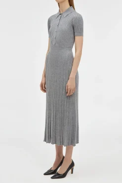 Amor Knit Midi Dress in Heather Grey Cashmere Silk